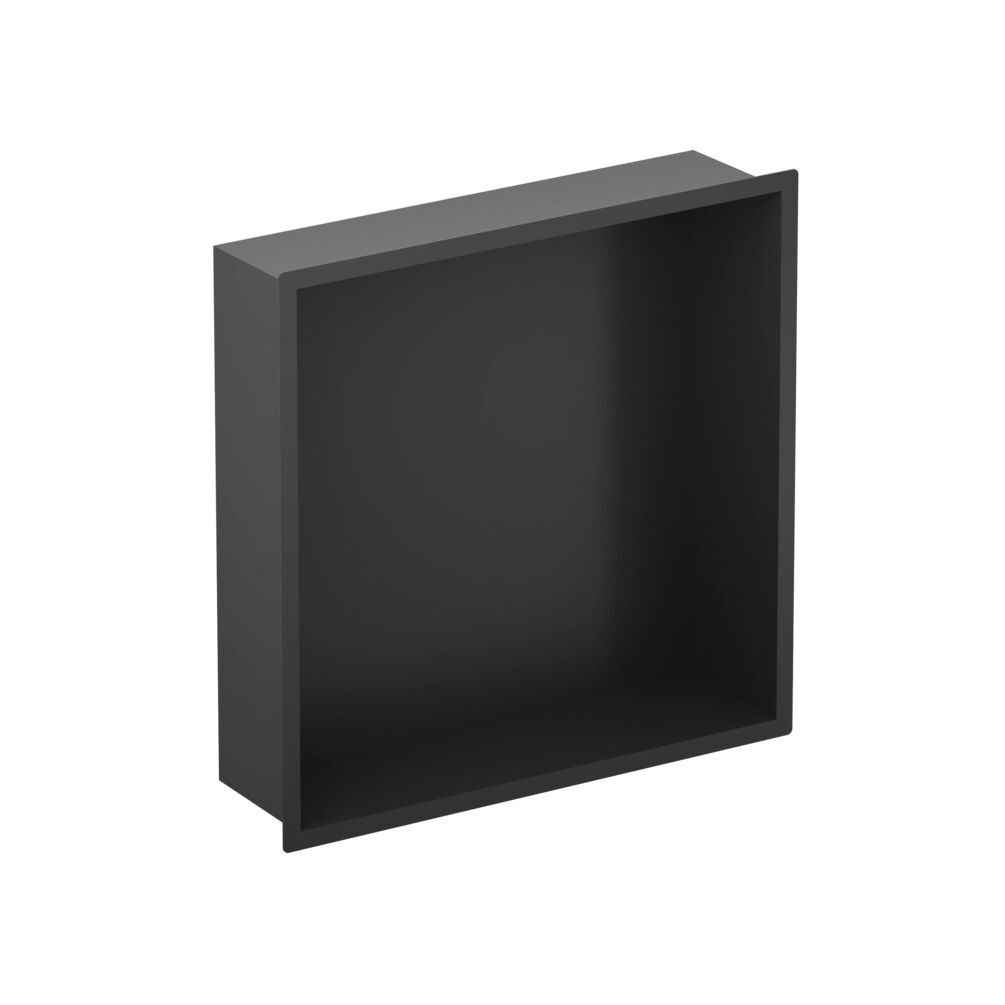 Cutout image of Crosswater Matt Black 305mm Shallow Shower Niche